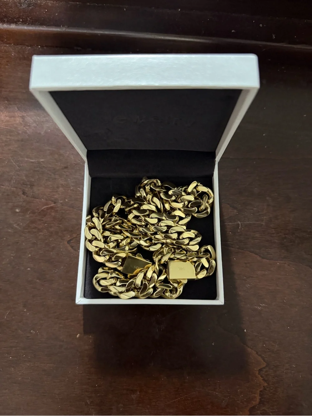 2PCS 14k Gold plated Cuban Link Chains Necklace - Men Accessories